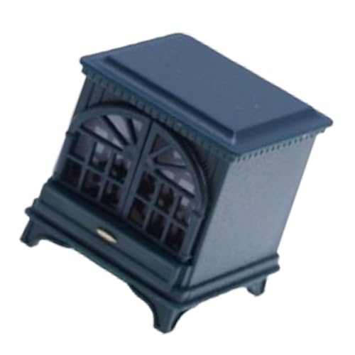 Sharplace 1:12 Puppenhaus Kamin Mini Kamin mit LED Foto Requisiten Leuchtendes Kaminmodell für Diorama Puppenhaus Zubehör Dekor, Dunkelblau von Sharplace