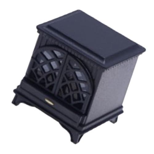 Sharplace 1:12 Puppenhaus Kamin Mini Kamin mit LED Foto Requisiten Leuchtendes Kaminmodell für Diorama Puppenhaus Zubehör Dekor, Schwarz von Sharplace