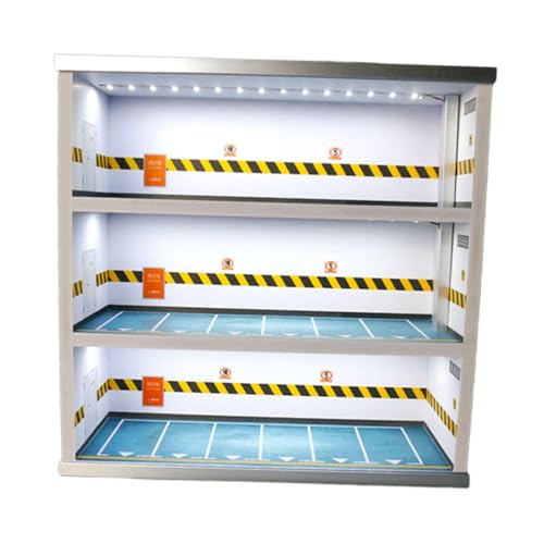 Sharplace 1:64 Diecast Car Display Hülle mit LED -Kollektion Hintergrund Garage Diorama Fahrzeug Garage Showcase für Mini -Puppen Sportwagen, Weiße Wand von Sharplace