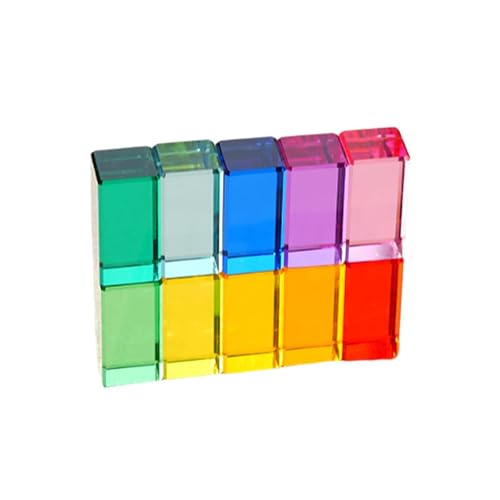 Sharplace 10 Stück Regenbogen-Bausteine, sensorisches Trainingsspielzeug, Lernen, farbdurchscheinendes Stapeltisch-Spielzeug für im Vorschulalter von Sharplace
