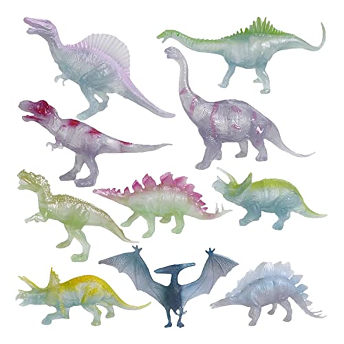 Sharplace 10 Stück Simulation leuchtende Dinosaurier Figur Modell Tierfiguren für Kinder Spielzeug Lernspielzeug Aquarium Dekor Kinder von Sharplace