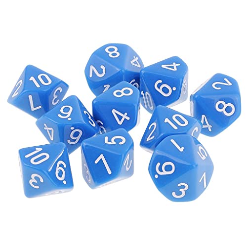 Sharplace 10-teilig Polyedrische Würfel Spielwürfel D10 Würfel Dice für Brettspiel Kartenspiel DND RPG MTG Tischspiele Rollenspiele, Blau von Sharplace