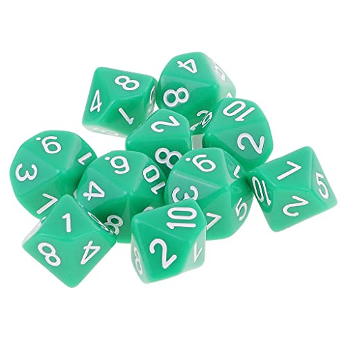 Sharplace 10-teilig Polyedrische Würfel Spielwürfel D10 Würfel Dice für Brettspiel Kartenspiel DND RPG MTG Tischspiele Rollenspiele, Hellgrün von Sharplace