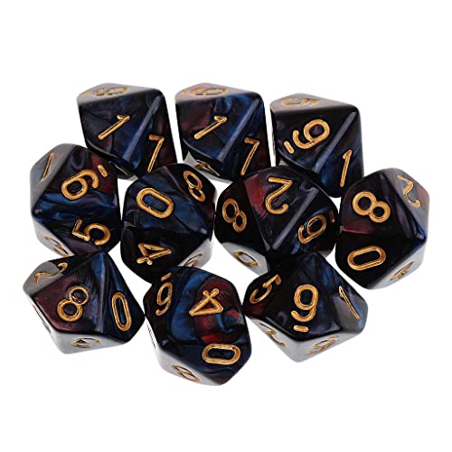 Sharplace 10-teilig Polyedrische Würfel Spielwürfel D10 Würfel Dice für Brettspiel Kartenspiel DND RPG MTG Tischspiele Rollenspiele, Rot + Blau von Sharplace