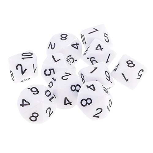 Sharplace 10 Stück DND Würfel für Rollenspiele, Polyedrische Würfel Dungeon and Dragons, Tischspielwürfel, 16 mm Acrylwürfel Puzzle Brettspielwürfel für Pathfinder DND RPG MTG D&D D10, Weiß von Sharplace