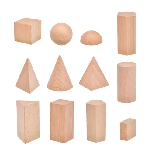 Sharplace 12 x 3D-Formen, geometrische Körper, Mathematikspiel, sensorische Spielzeugblöcke, Klassenzimmer, Kindergarten, geometrische Formen, Blöcke-Set für von Sharplace