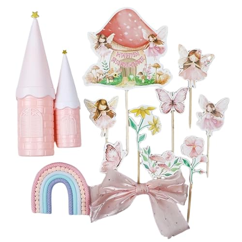 Sharplace 13 Stück Feen-Kuchenaufsätze, Kuchendekoration, Sammlerstück, vielseitige Geburtstags-Cupcake-Picker für Unterricht, Verlobung, Babyparty von Sharplace