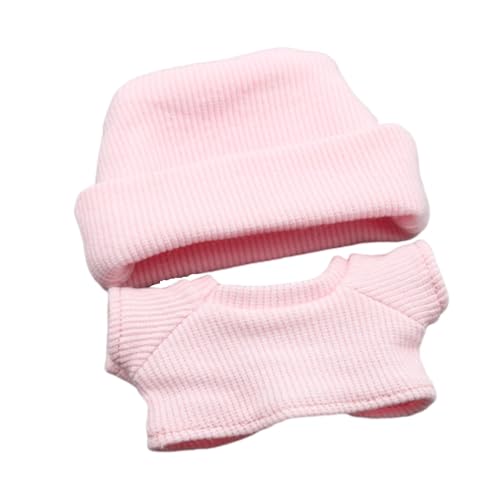 Sharplace 2 Stück 17/15 cm Puppenkleidung Outfits Anziehsachen Süßes Puppenzubehör Hut und T-Shirt Kostüme für 5,91 Zoll/6,69 Zoll Plüschfigur, Rosa von Sharplace