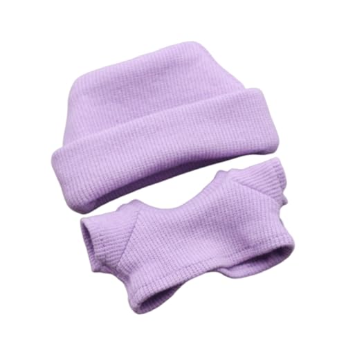 Sharplace 2 Stück 17/15 cm Puppenkleidung Outfits Anziehsachen Süßes Puppenzubehör Hut und T-Shirt Kostüme für 5,91 Zoll/6,69 Zoll Plüschfigur, Violett von Sharplace