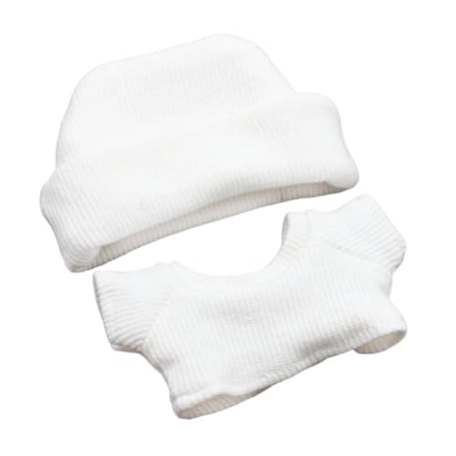 Sharplace 2 Stück 17/15 cm Puppenkleidung Outfits Anziehsachen Süßes Puppenzubehör Hut und T-Shirt Kostüme für 5,91 Zoll/6,69 Zoll Plüschfigur, Weiß von Sharplace