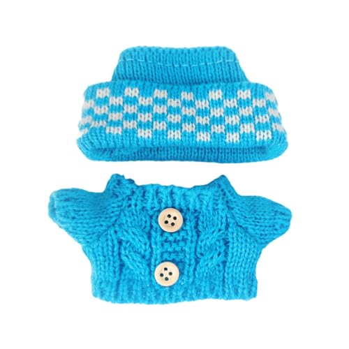 Sharplace 2 Stück Plüsch-Puppenpullover und -Mütze, Outfit, Foto-Requisiten, süßes dekoratives Kostüm, Mädchen-Puppenkleidung, für 15–17 cm große Puppen, Blau von Sharplace