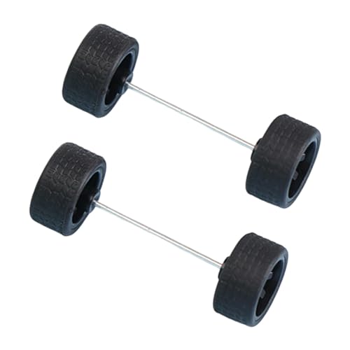Sharplace 2 Stück Räder im Maßstab 1/64 mit Rundstabachsen, Leichtmetallfelgen, Ersatzteil, Simulationsmodell, Autoräder, Reifen für RC-Truck, Schwarz von Sharplace