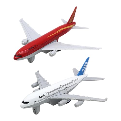 Sharplace 2 Stücke Flugzeugmodell Push and Go Action Spielzeug aus Metall Realistisches Design Kompakte Größe für Kindergeburtstage Und Sammler, Rot-Weiss von Sharplace