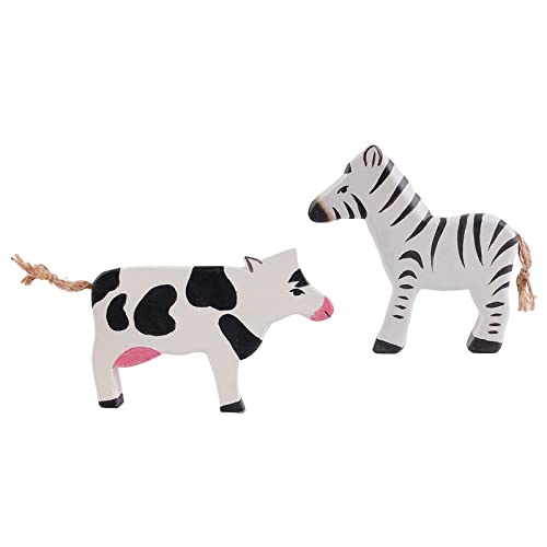 Sharplace 2er Set Holz Mini Tierfiguren Spielzeug - Interaktives Lernspiel für Kinder, Zebra-Kühe von Sharplace