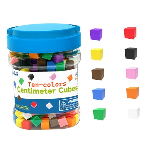 Sharplace 300 Stück Zentimeterwürfel, Sortierspielzeug mit 10 Farben, 1 cm große Mathematikwürfel für, für Vorschulaktivitäten, Familienhandwerk, von Sharplace