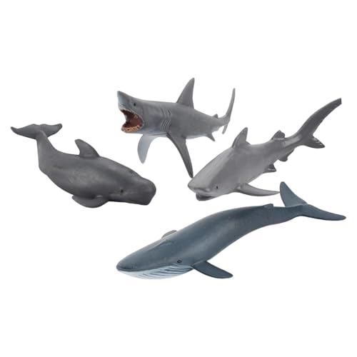 Sharplace 4 Stück realistische Ozean-Tierfiguren, Spielzeug, Hai, Wal, Figur, Lernspielzeug, Ornament, Simulation, frühe Bildung für von Sharplace