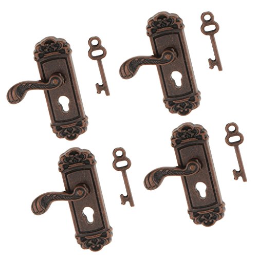 Sharplace 4 Stücke 1:12 SpielzeugSpielzeugpuppe Vintage Lock Tastaturtüren Griff Links Griff Dekoration aus aus Bronze von Sharplace