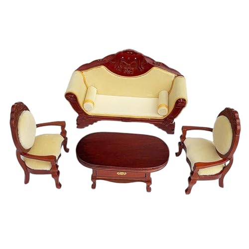 Sharplace 4Pcs Miniatur Puppenhaus Möbel Set Decor Pretend Play Simulation Miniatur Puppenhaus Sofa Ornamente Puppe Haus Möbel von Sharplace