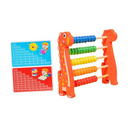 Sharplace 5 Reihen Holz für Kinder Perlen Zählen Spielzeug Addition und Subtraktion Elementary Math Counting Frame Classic Math Game Toy, Dinosaurierform von Sharplace