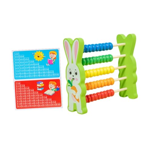 Sharplace 5 Reihen Holz für Kinder Perlen Zählen Spielzeug Addition und Subtraktion Elementary Math Counting Frame Classic Math Game Toy, Hasenform von Sharplace