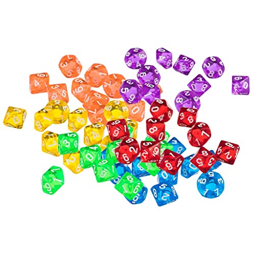 Sharplace 60 Stück Acryl Polyedrische Würfel Set, D10 Würfel Dice Spielwürfel für DND/RPG/MTG Tischspiele Brettspiel Kartenspiel Rollenspiele, FarbSpielwürfel von Sharplace