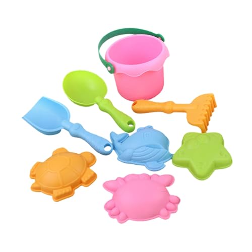 Sharplace 8-teiliges Strandspielzeug-Set, Sandwerkzeuge, Eimer, und Rechen, Sandspielzeug-Set für Spielplatzaktivitäten, Jungen und Mädchen, Reiseparty, Rosa von Sharplace