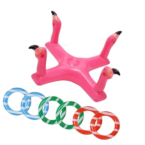 Sharplace Aufblasbares Pool-Ringwurfspielzeug, schwimmendes Ringwurfspiel, tragbares PVC, Sommer, Premium-Haltbarkeit, einfache Lagerung, Poolspiel, Flamingo von Sharplace