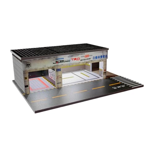 Sharplace Auto Reparaturwerkstatt Modell Diorama Tischverzierung 1/64 Handwerksmodellauto -Anzeige Miniaturgebäude -Szene für Sammlermänner von Sharplace