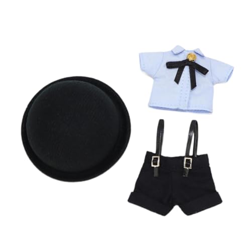 Sharplace BJD Puppen Hosenträger Hosen Shirt Set, Machen Sie Ihre eigenen Puppen für Kinder, Kleidung Cosplay Dress up für 1/12, Blauer Oberteilanzughut von Sharplace