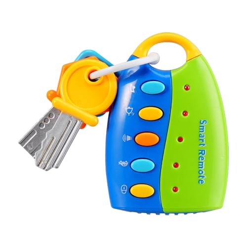 Sharplace Baby-Autoschlüssel-Spielzeug mit Ton und Lichtern, interaktives Schlüsselanhänger-Spielzeug, Musik-Fernbedienungsschlüssel-Spielzeug für Babys, Blau und Grün von Sharplace
