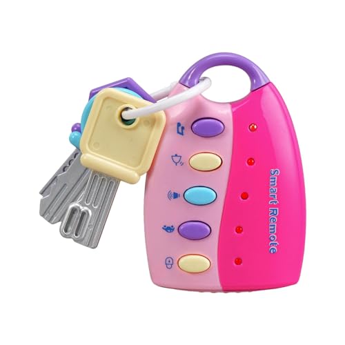 Sharplace Baby-Autoschlüssel-Spielzeug mit Ton und Lichtern, interaktives Schlüsselanhänger-Spielzeug, Musik-Fernbedienungsschlüssel-Spielzeug für Babys, Rosa von Sharplace