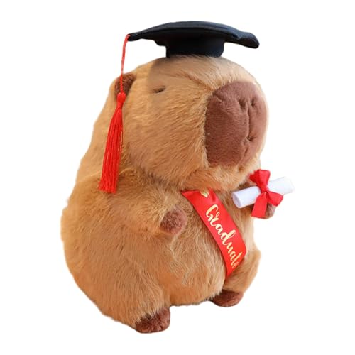 Sharplace Capybara-Puppe zum Schulabschluss, süßes 25 cm großes Capybara-Plüsch-Spielzeug, Simulation von Kuscheltieren für Erwachsene, Geburtstag, Freund, Brauche von Sharplace