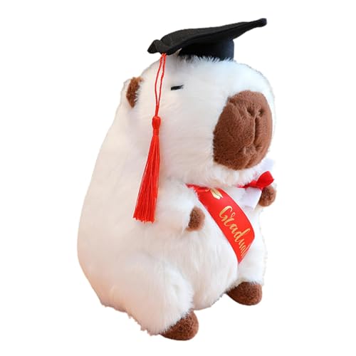 Sharplace Capybara-Puppe zum Schulabschluss, süßes 25 cm großes Capybara-Plüsch-Spielzeug, Simulation von Kuscheltieren für Erwachsene, Geburtstag, Freund, Weiss von Sharplace