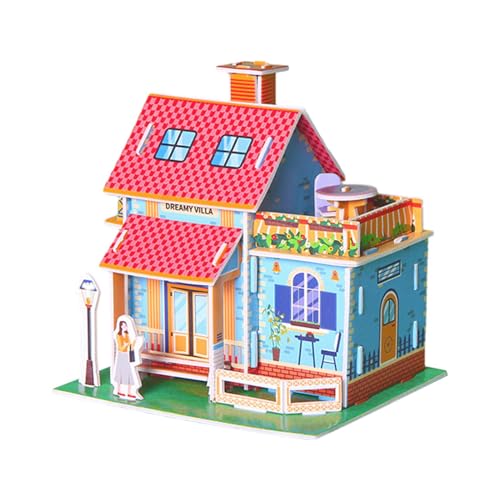 Sharplace DIY 3D-Puzzle-Spielzeug, Hüttengebäude, unfertiges Papier, Karton, Lernspielzeug, Gebäudemodell-Set, Cartoon-Haus als Geschenk, D von Sharplace