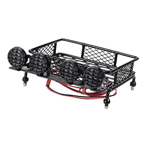 Sharplace Dach Gepäckträger mit LED Lampen Zubehöre Set für 1:10 HPI CC01 AXIAL SCX10 D90 von Sharplace