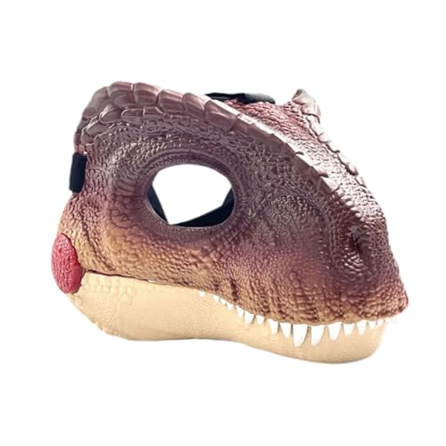 Sharplace Dinosaurier-Maske, Hundemaske, Kostüm-Requisite, eingebauter brüllender Sound, Film, ausgefallene Abdeckung, Maskenball-Maske für den Urlaub, khaki von Sharplace