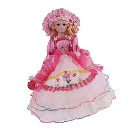 Sharplace Elegante Viktorianische Spielzeugpuppe mit Blumenmuster für Puppenhausdekoration - 45cm, Pinkes Kleid von Sharplace