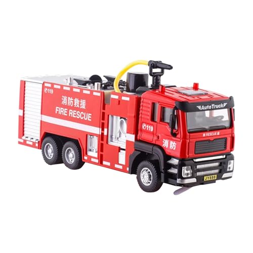Sharplace Feuerwehrauto-Spielzeug im Maßstab 1/32, zum Zurückziehen, tragbares, hochdetailliertes, pädagogisches Tischdekor mit Lichtern und Geräuschen für von Sharplace