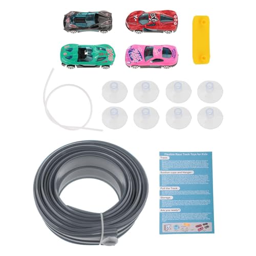 Sharplace Flexible Rennwagen-Rampenstrecke, 4,5 m, leicht, multifunktional, biegsam, Saugnapfhalterung, tragbar, DIY-Spaß-Rennstrecke, Kinderspielzeug von Sharplace