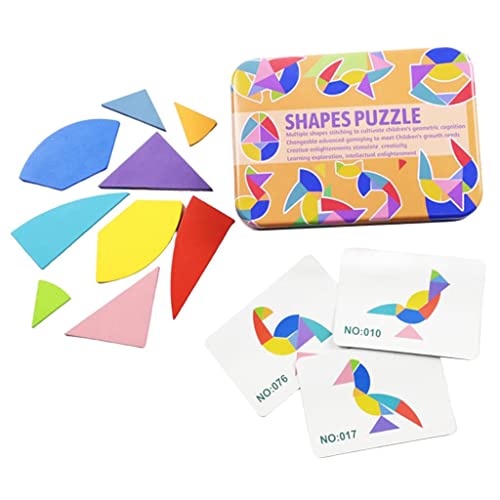 Sharplace Holz Muster Blöcke Spaß Lernen Spielzeug für Alter 3 zu 9 Tangram Formen Puzzle Children Toys Set mit 50 KarteikarteniKarteikartenn ; 9 von Sharplace