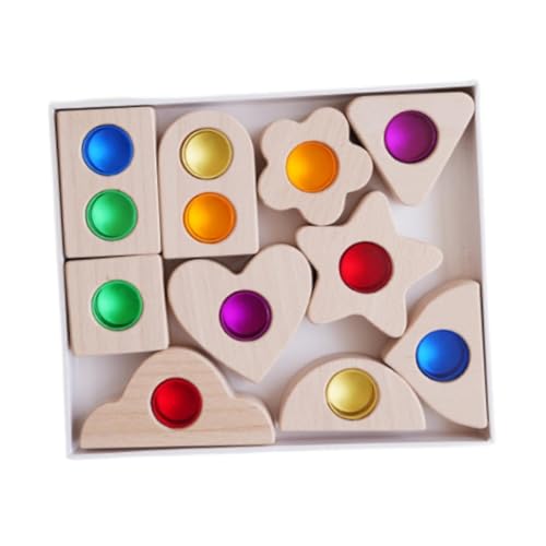 Sharplace Holzbausteine ​​Set Stapelklötze Lernspielzeug Vorschulpartybedarf Lernspielzeug Regenbogen von Sharplace