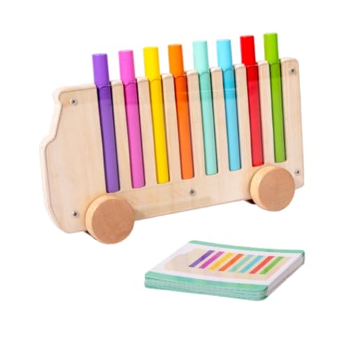 Sharplace Holzbus-Steckspiel, Feinmotorik-Frühlernspielzeug, Farbabgleichsspiel, Spielzeug-Puzzle-Lernset für Zuhause, Alter 3+ von Sharplace