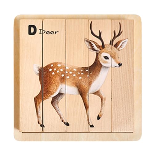 Sharplace Holzpuzzle für Kinder ab 2 Jahren, Lernen, 4-in-1-Tier-Zuordnungsspiele, Problemlösungsfähigkeiten, klobiges Puzzle von Sharplace