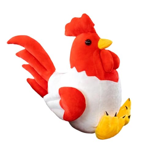 Sharplace Huhn Plüsch Spielzeug Dekor Kinder Spielzeug Bequeme Stoffpuppen Plüsch Figur Lustiges Stofftier Ornament für Kinder Geschenk, Rot Und Weiß von Sharplace