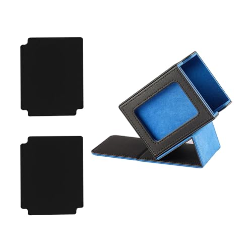 Sharplace Kartendeck-Box, Kartenaufbewahrungsbox, hochwertiger PU-Lederbehälter, Gaming-Kartenhalter für mehr als 100 Karten mit Hülle, für Sammelkarten, Schwarz Blau von Sharplace