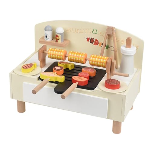 Sharplace Kids Grill Playset mit Spielen Essen realistische frühe Lernen Kinder Playset Holzspielzeug Kochset für Reisen Neugierde von Sharplace