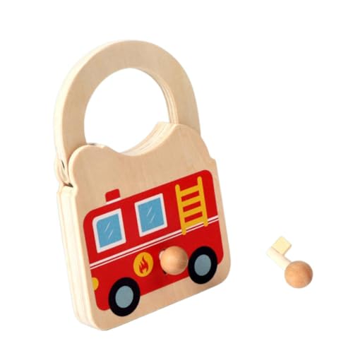 Sharplace Kids Learning Lock Car Toy mit wichtigen Set Fine Motor Skills Holzbrett Praktische Jungen und Mädchen Vorschule Frühschullernwerkzeug, Rot von Sharplace
