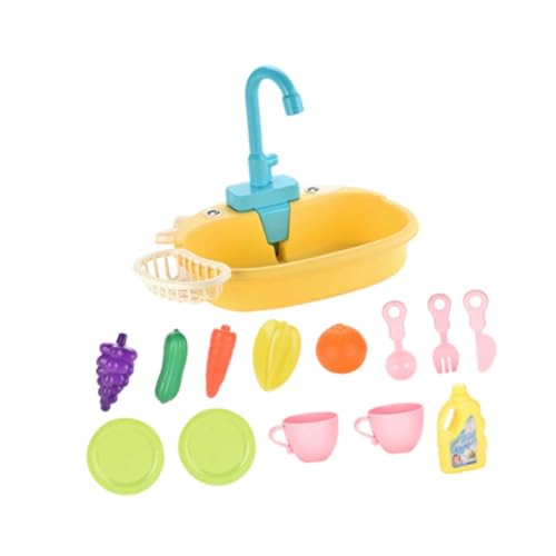 Sharplace Küchenspüle Spielzeug Set Geschenke Wasserkreislaufsystem Pädagogisches Spülbecken Geschirrspülset Rollenspiel für Kinder Mädchen, Gelb Sharplace Küchenspüle Spielzeug Set Geschenke Wasserkreislaufsystem Pädagogisches Spülbecken Geschirrspülset Rollenspiel für Kinder Mädchen, Gelb von Sharplace