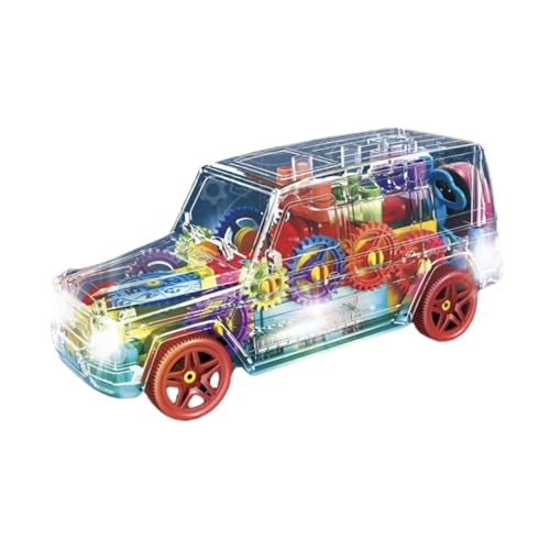 Sharplace Leuchtendes Autospielzeug mit Musik und LED-Effekten, beweglichen Zahnrädern, coolen Lichtern, transparentem Sinnesspielzeug für Kinder, Jungen und von Sharplace