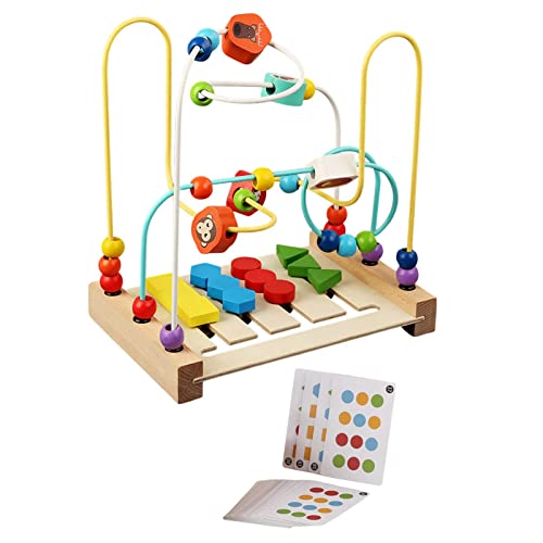 Sharplace Matching Logical Toy Holzperlenlabyrinth Motorikspielzeug -Spiel Pädagogisches Lernspielzeug mit Glatten Kanten für Kinderzimmer Lernräume, Stil d von Sharplace